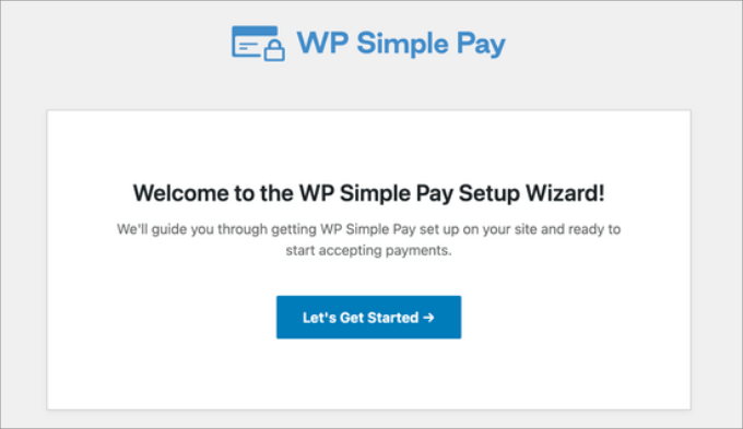 WP Simple Pay setup wizard