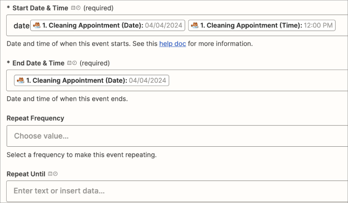 add date and time to google calendar event